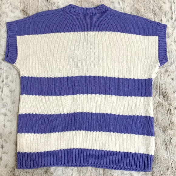 Vintage Nautical Striped Anchor Knit Sweater Top - Picture 9 of 13